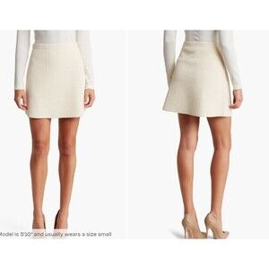 Theory Women's Teslia A-Line Skirt Vanilla Cream Sz L NWT 298